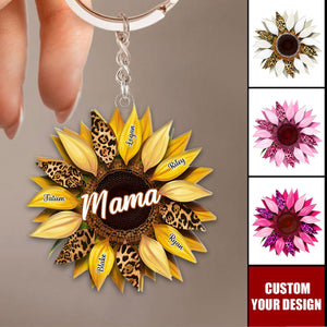 Nana, Mom, Auntie Family Sunflower - Personalized Acrylic Keychain - Birthday, Loving Gift For Mother, Grandma, Grandmother
