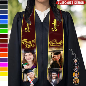 Personalized Photo Class of 2025 Stoles Graduation Day