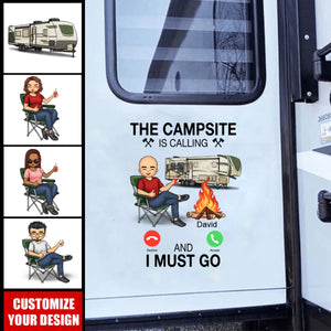 The Campsite Is Calling... And I Must Go - Personalized RV Decal-Gift For Camping Lovers