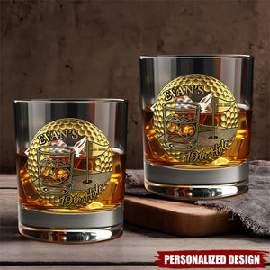 Golf 19th Hole Whiskey Glass, Personalized Gifts For Golfers