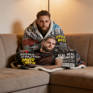 Personalized Barber Magazine Cover Blanket - Gift For Barber