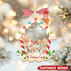 Personalized Gingerbread House Family Christmas Shaker Ornament, Custom Family Ornament 2025, Customized Cookie Ornament Gift for Christmas