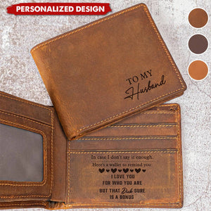 Father's Day Gifts From Wife,Having You As A Dad-Personalized Leather Wallet