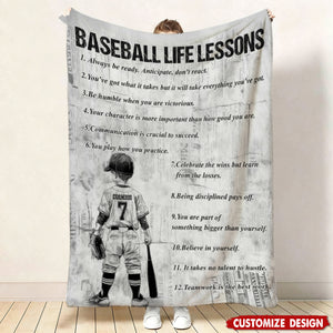 Baseball Life Lessons - Personalized Baseball Fleece Blanket