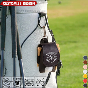 Personalized Multicolor Leather Golf Pattern Design Golf Ball Waist Bag with Name and Belt Clip-Gift for Golf Lovers