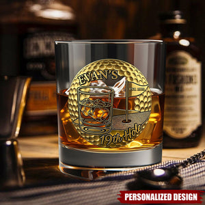 Golf 19th Hole Whiskey Glass, Personalized Gifts For Golfers
