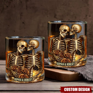 Couple Skeleton - Personalized Skull Whiskey Glass