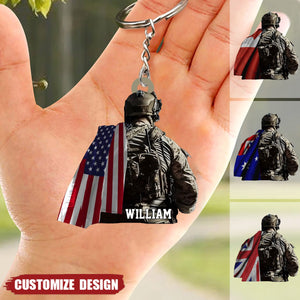 Personalized Veteran Car Hanging Acrylic Keychain