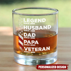 Legend Husband Daddy Since Personalized Whiskey Glass, Father's Day Gift