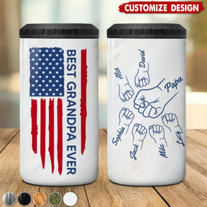 Best Dad Ever Fist Bump Outline Nation Flag - Personalized Can Cooler - Gift For Dad