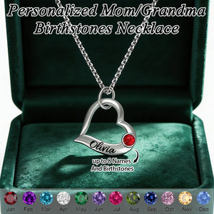 Personalized Hearts Necklace with Birthstone-Mother's Day Gifts