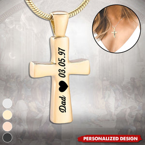 Personalized Cross Urn Necklace-Memorial Gift