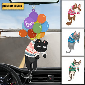 Hanging Cat - New Version - Personalized Car Acrylic Christmas / Car Hanging Ornament