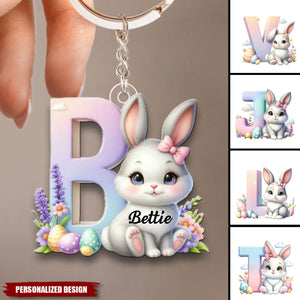 Cute Easter Bunny Gradient-Personalized Keychain-Gift for Kids