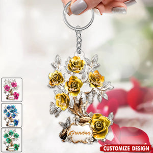 Flowers For Mom Grandma - Personalized Mother Keychain