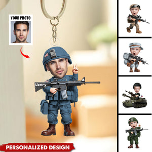 Custom Photo Gifts For Military Kid Keychain