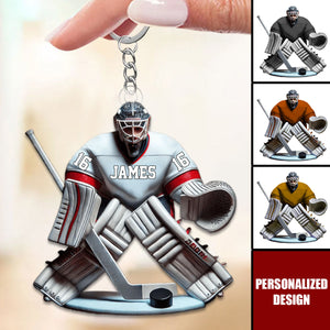 Personalized Hockey Goalie Keychain