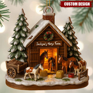 Customize Your Own Charming Horse Farm Ornament,Personalized Wood Ornament,Gift For Horse Lovers