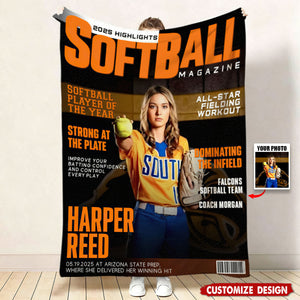 Personalized Softball Blanket - Gifts For Softball Player