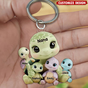 Mama Turtle - Personalized Mother Keychain