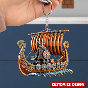 Personalized Viking Ship Keychain - Gift For History Enthusiasts