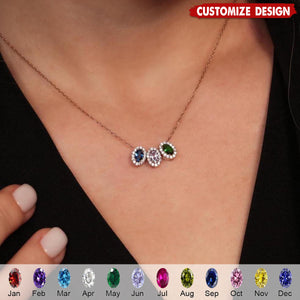 Multiple Birthstone Family Necklace - Gift For Mom Grandma