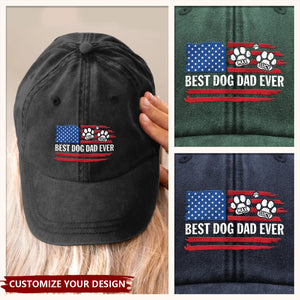 In Paws We Trust - Dog & Cat Personalized Custom Vintage Washed Denim Baseball Cap US - Gift For Dad, Pet Owners, Pet Lovers