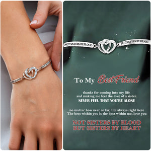 For Friend - Not Sisters By Blood But Sisters By Heart Double Heart Bracelet