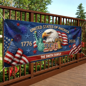 Personalized America 250th Anniversary Outdoor Banner - Gifts For Mom, Dad, Brother, Sister, Kids - Together We Shine Bright