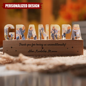 Daddy To Us You Are The World-Personalized Photo LED Night Light-Gift For Grandpa/Dad