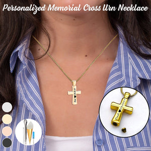 Personalized Cross Urn Necklace-Memorial Gift