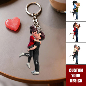 Personalized Cartoon Romantic Couple Keychain - Gift for Couple