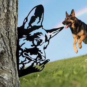 German Shepherd Middle Finger Metal Sign - Versatile Mountable Wall Art