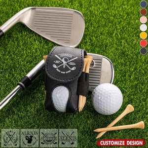 Personalized Multicolor Leather Golf Pattern Design Golf Ball Waist Bag with Name and Belt Clip-Gift for Golf Lovers