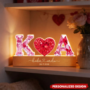 Couple Love Initial-Personalized Acrylic Block LED Night Light-Valentine's Day Gift