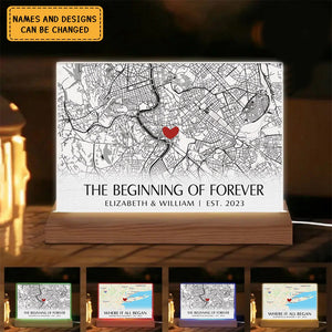 Where It All Began - Couple Personalized Custom 3D LED Light - Gift For Husband Wife, Anniversary