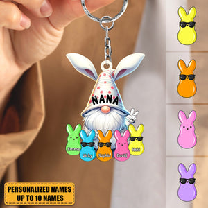 Bunny Nana Grandma Easter Grandkids Personalized Acrylic Keychain