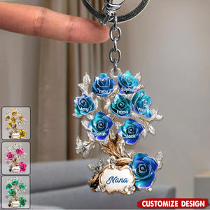 Flowers For Mom Grandma - Personalized Mother Keychain