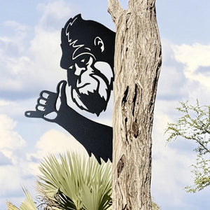 Peek-a-Boo Hang Loose Bigfoot Metal Sign – Hang Loose Edition - Shaka Sign Sasquatch
