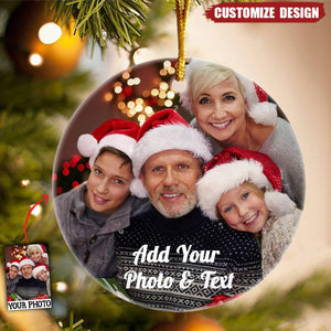 Custom Picture Christmas Ceramic Ornaments - Personalized Double-Sided Photo