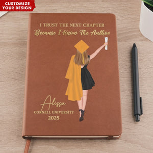 I Trust The Next Chapter - Family Personalized Leather Journal - Graduation Gift For Family Members, Siblings, Brothers, Sisters