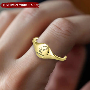 Personalized Cute Engraved Cat Silhouette Ring with Name Dainty Jewelry Anniversary Birthday Memorial Gift for Cat Lover