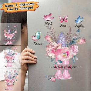 Family - Mom we love you Flower Personalized Decal/Sticker