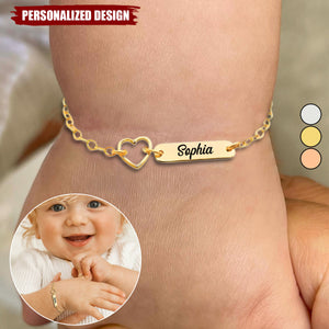 Personalized Baby Bar Name Bracelet With Heart Charm