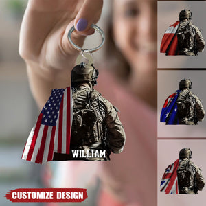 Personalized Veteran Car Hanging Acrylic Keychain