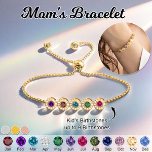 Personalized Adjustable Family Birthstone Bracelet-Gift For Mom/Grandma