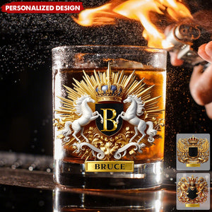 Lion/ Eagle/ Horse Coat Of Arms-Personalized Whiskey Glass