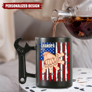 Fist Bump With Grandpa-Personalized Wrench Handle Mug