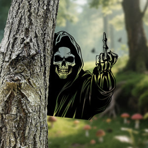 Grim Reaper Middle Finger Metal Sign Decoration-Versatile Mountable Wall Art