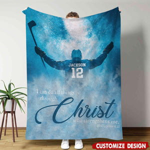 Personalized Hockey Blanket, Gift For Hockey Players,Lovers